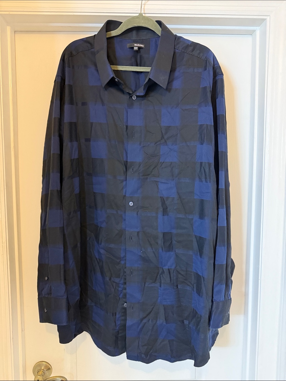 Murano Men's Blue and Black Checked Lightweight Shirt